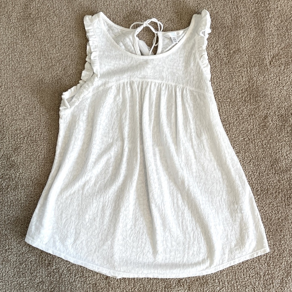 Time and Tru - White Ruffle Tank